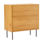 Line 80cm Tallboy Chest of 4 Drawers Oak and Black, rear view