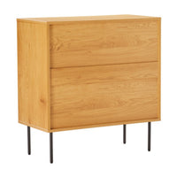 Line 80cm Tallboy Chest of 4 Drawers Oak and Black, rear view