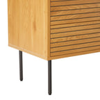 Line 80cm Tallboy Chest of 4 Drawers Oak and Black, close-up of the side and legs