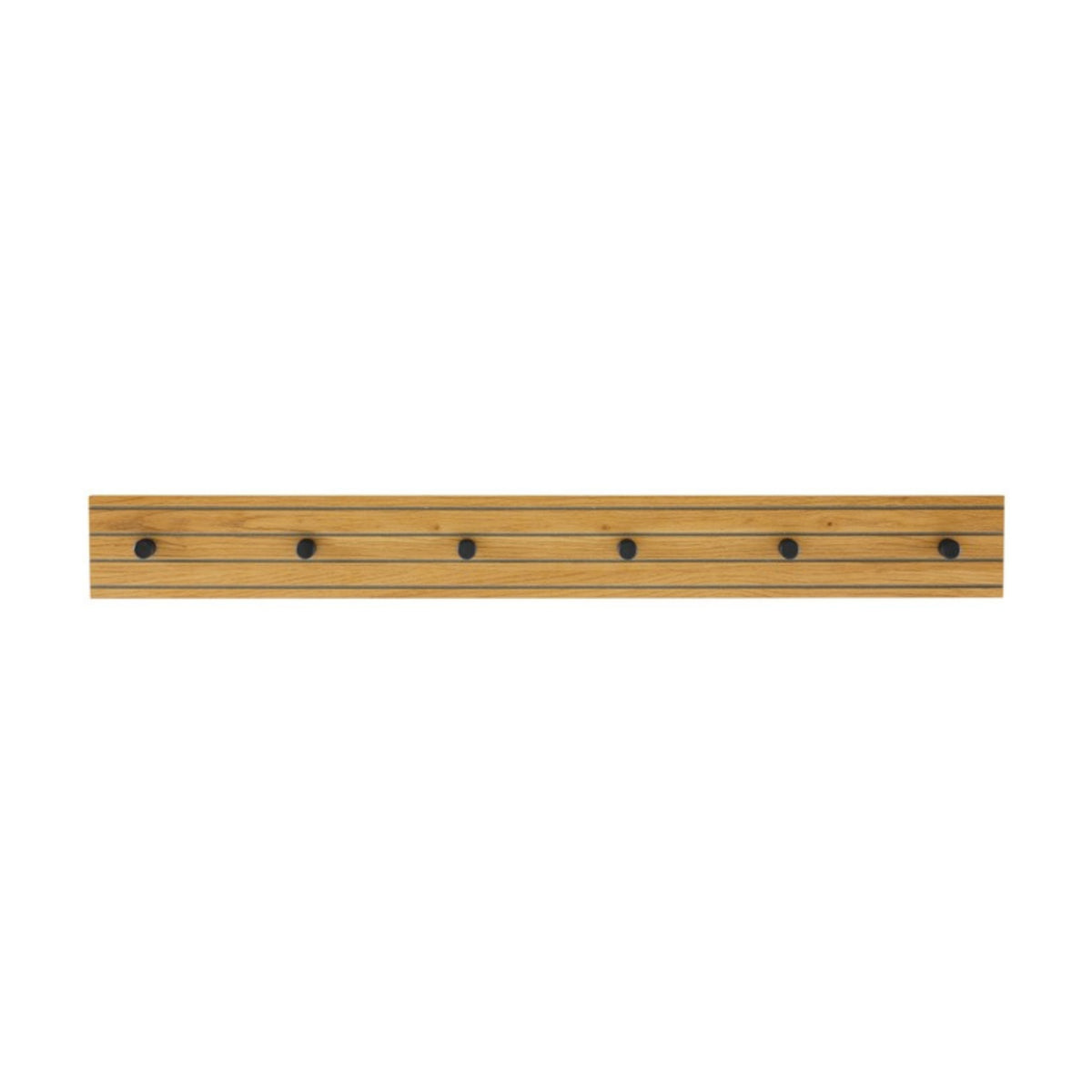 Line 80cm Wall Coat Rack Oak and Black, front view on a white background