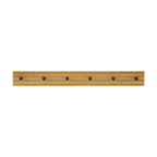 Line 80cm Wall Coat Rack Oak and Black, front view on a white background
