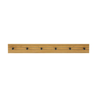 Line 80cm Wall Coat Rack Oak and Black, front view on a white background