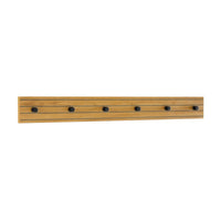 Line 80cm Wall Coat Rack Oak and Black, angled view of the six knobs
