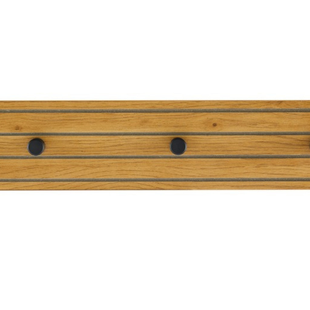 Line 80cm Wall Coat Rack Oak and Black, close-up of the grooves and knobs