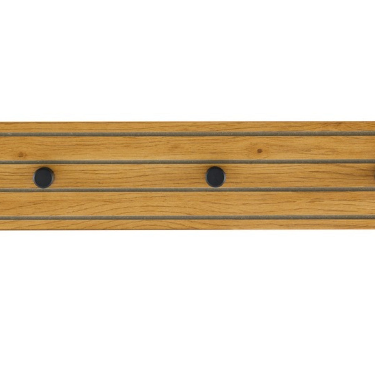 Line 80cm Wall Coat Rack Oak and Black, close-up of the grooves and knobs