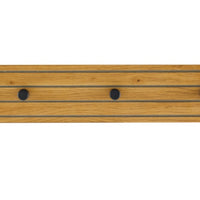 Line 80cm Wall Coat Rack Oak and Black, close-up of the grooves and knobs