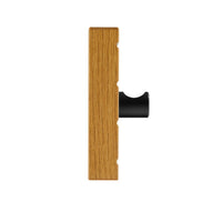 Line 80cm Wall Coat Rack Oak and Black, side view of a knob
