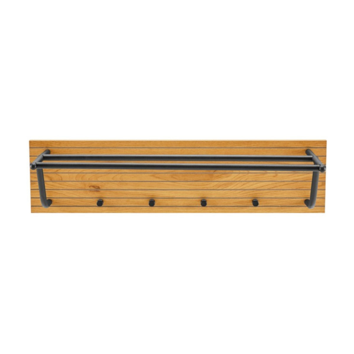 Line 80cm Wall Coat Rack with Shelf Oak and Black, front view on a white background