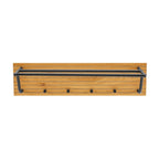 Line 80cm Wall Coat Rack with Shelf Oak and Black, front view on a white background