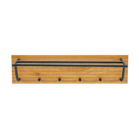 Line 80cm Wall Coat Rack with Shelf Oak and Black, front view on a white background