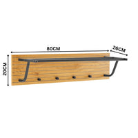 Line 80cm Wall Coat Rack with Shelf Oak and Black — dimensions diagram
