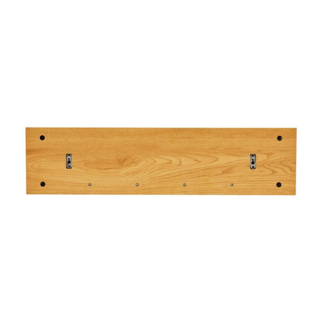 Line 80cm Wall Coat Rack with Shelf Oak and Black, rear view with mounting holes
