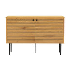 Line 94cm 2 Door Bench Cabinet Oak and Black, front view on a white background