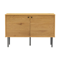 Line 94cm 2 Door Bench Cabinet Oak and Black, front view on a white background