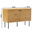 Line 94cm 2 Door Bench Cabinet Oak and Black — dimensions diagram