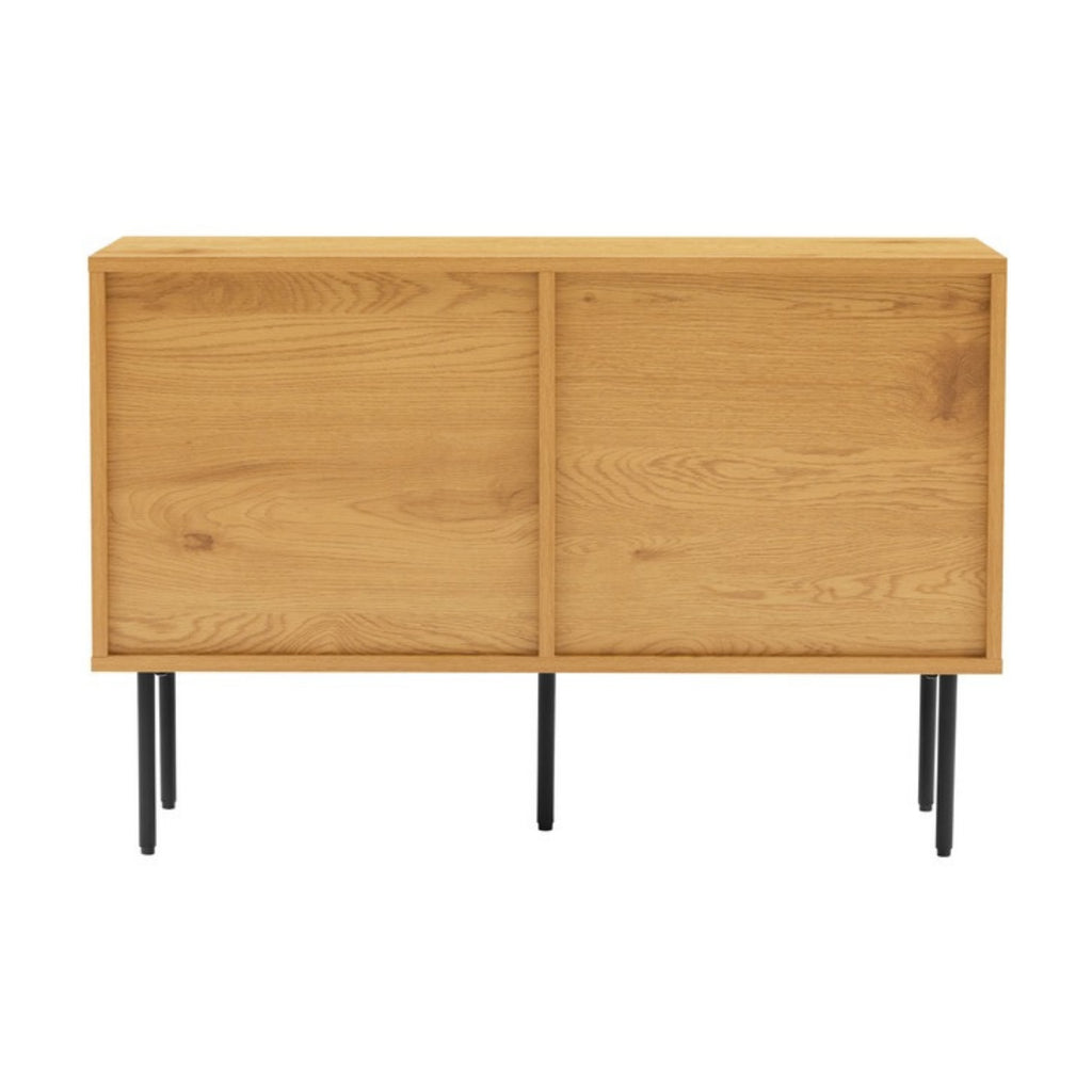Line 94cm 2 Door Bench Cabinet Oak and Black, rear view