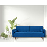 Livia 3 Seater Fabric Sofa Bed Dark Blue 