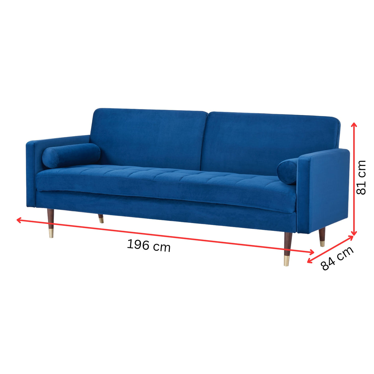 Livia 3 Seater Fabric Sofa Bed Dark Blue 