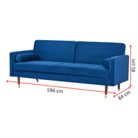 Livia 3 Seater Fabric Sofa Bed Dark Blue 