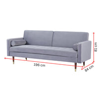 Livia 3 Seater Fabric Sofa Bed Grey 