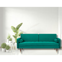 Livia 3 Seater Fabric Sofa Bed Green 