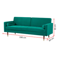 Livia 3 Seater Fabric Sofa Bed Green 