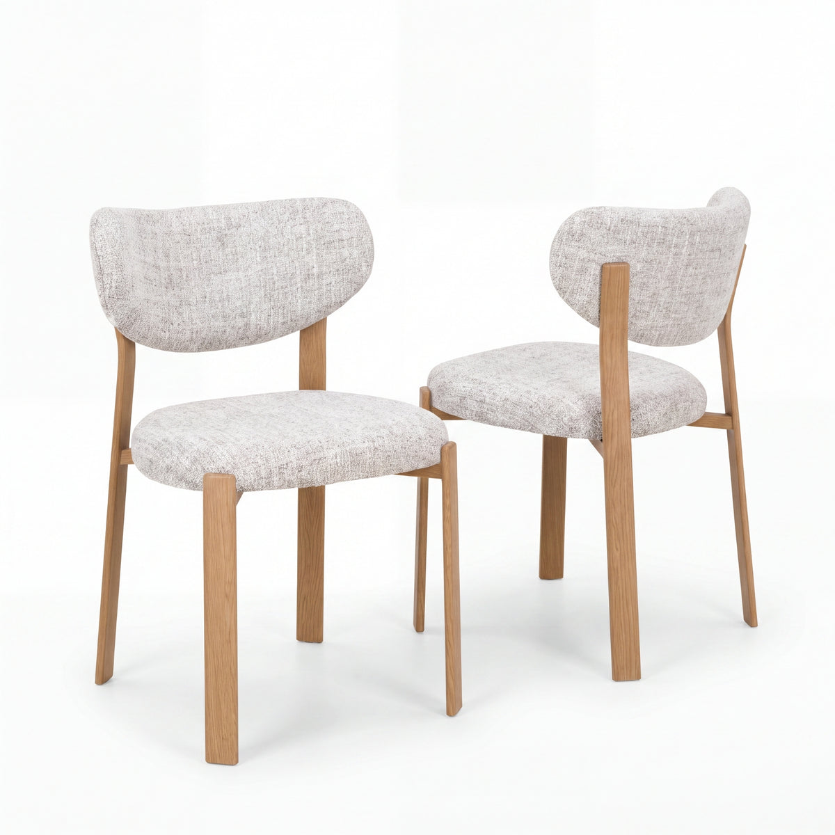 Lokley 2pc Set Dining Chair Grey Fabric Seat Frame Oak