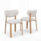 Lokley 2pc Set Dining Chair Grey Fabric Seat Frame Oak