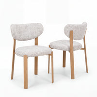 Lokley 2pc Set Dining Chair Grey Fabric Seat Frame Oak