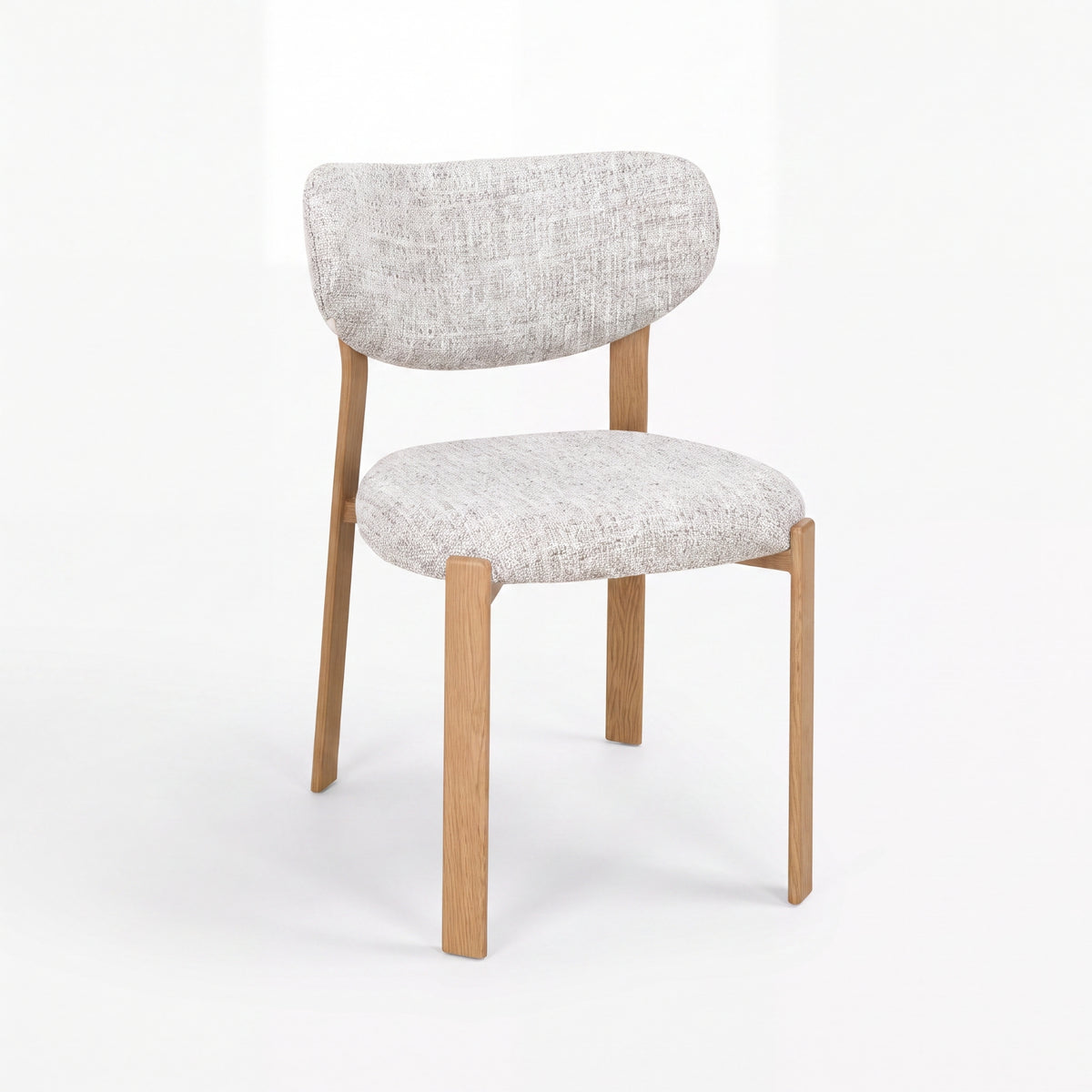 Lokley 2pc Set Dining Chair Grey Fabric Seat Frame Oak
