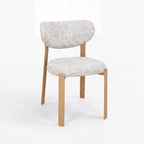 Lokley 2pc Set Dining Chair Grey Fabric Seat Frame Oak