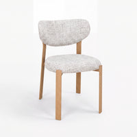 Lokley 2pc Set Dining Chair Grey Fabric Seat Frame Oak