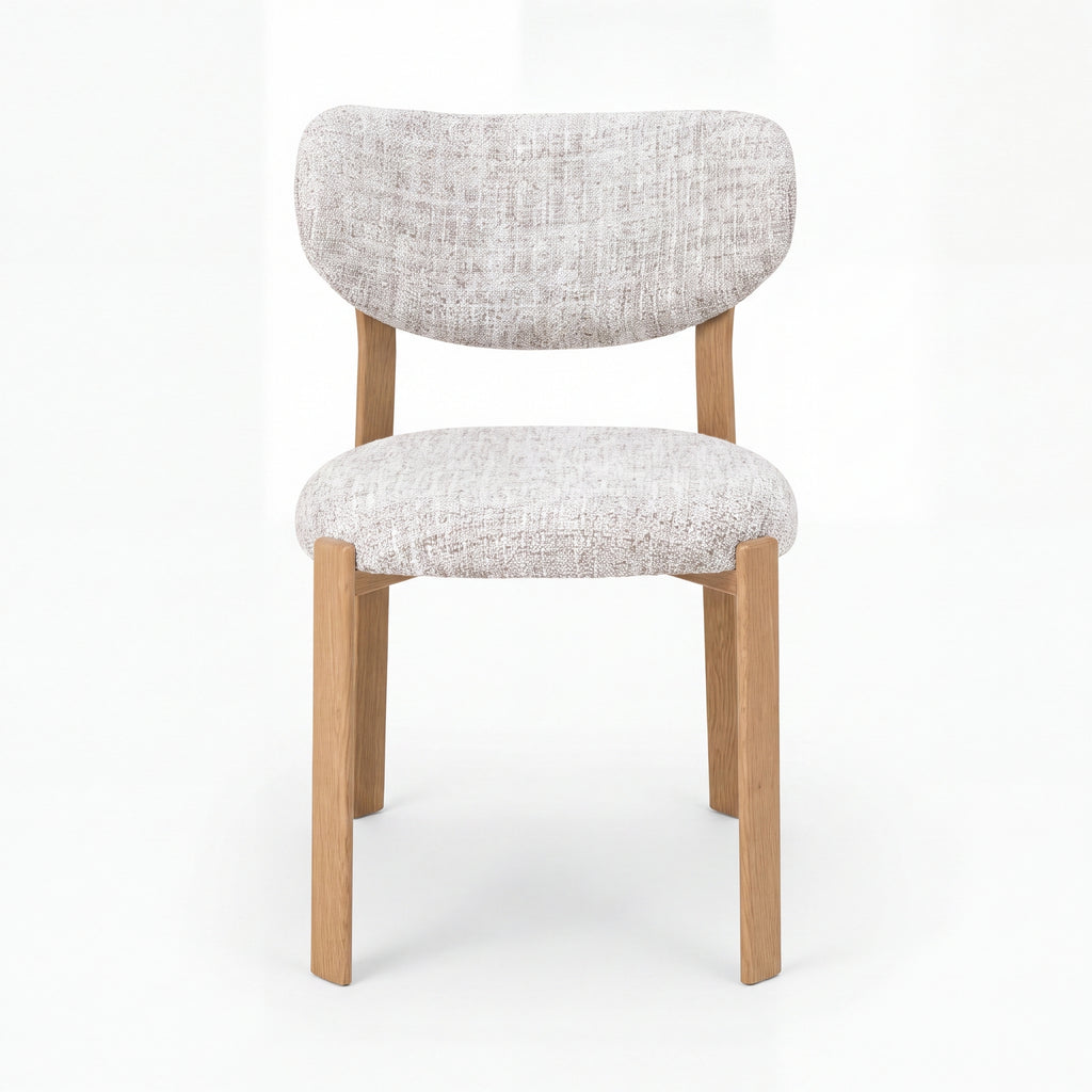 Lokley 2pc Set Dining Chair Grey Fabric Seat Frame Oak