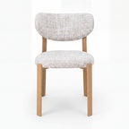 Lokley 2pc Set Dining Chair Grey Fabric Seat Frame Oak