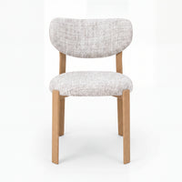 Lokley 2pc Set Dining Chair Grey Fabric Seat Frame Oak