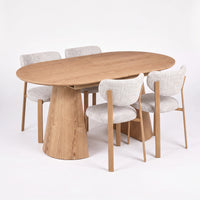 Lokley 5pc Set 160-200cm Extension Dining Table Chair Set Oak