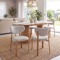 Lokley 5pc Set 160-200cm Extension Dining Table Chair Set Oak