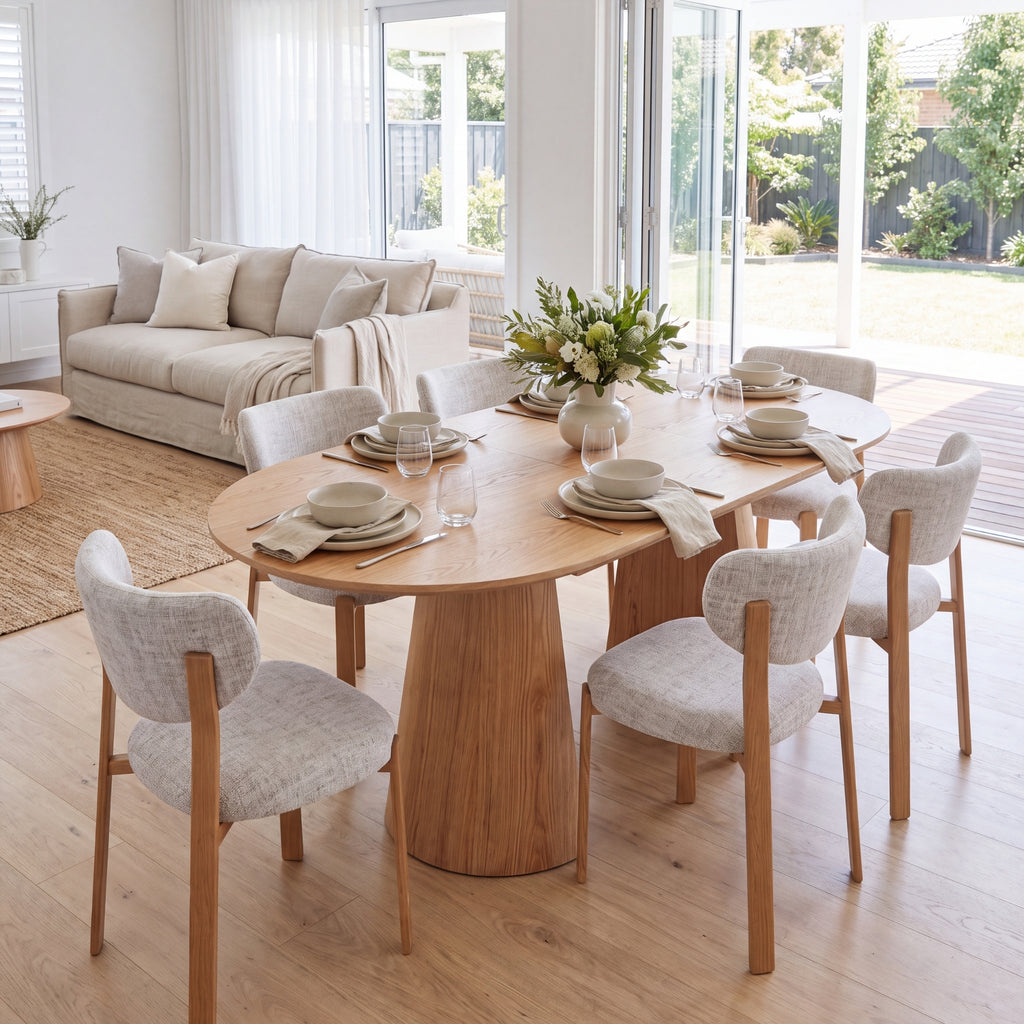 Lokley 5pc Set 160-200cm Extension Dining Table Chair Set Oak