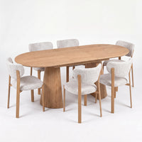Lokley 7pc Set 160-200cm Extension Dining Table Chair Set Oak