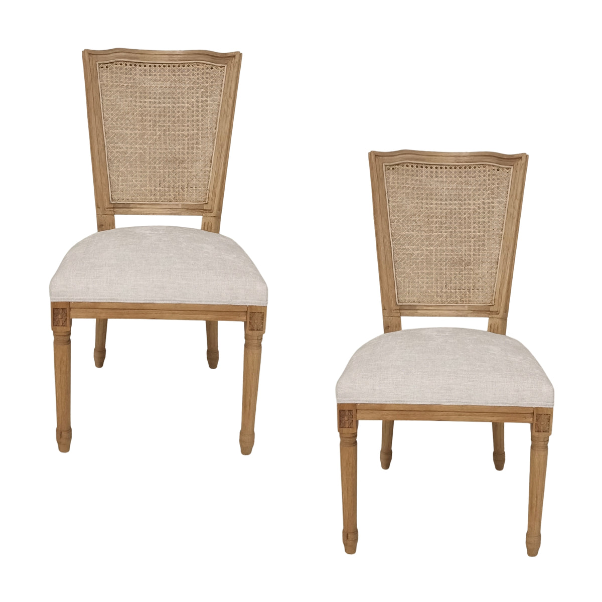 London 2pc Set Dining Chair Beige Seat Natural