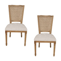 London 2pc Set Dining Chair Beige Seat Natural