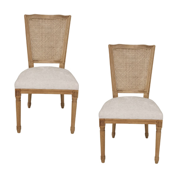London 2pc Set Dining Chair Beige Seat Natural