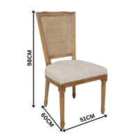 London 2pc Set Dining Chair Beige Seat Natural