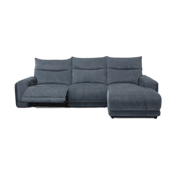 London Electric Fabric Recliner RFH Chaise USB Charging Port Onyx Blue