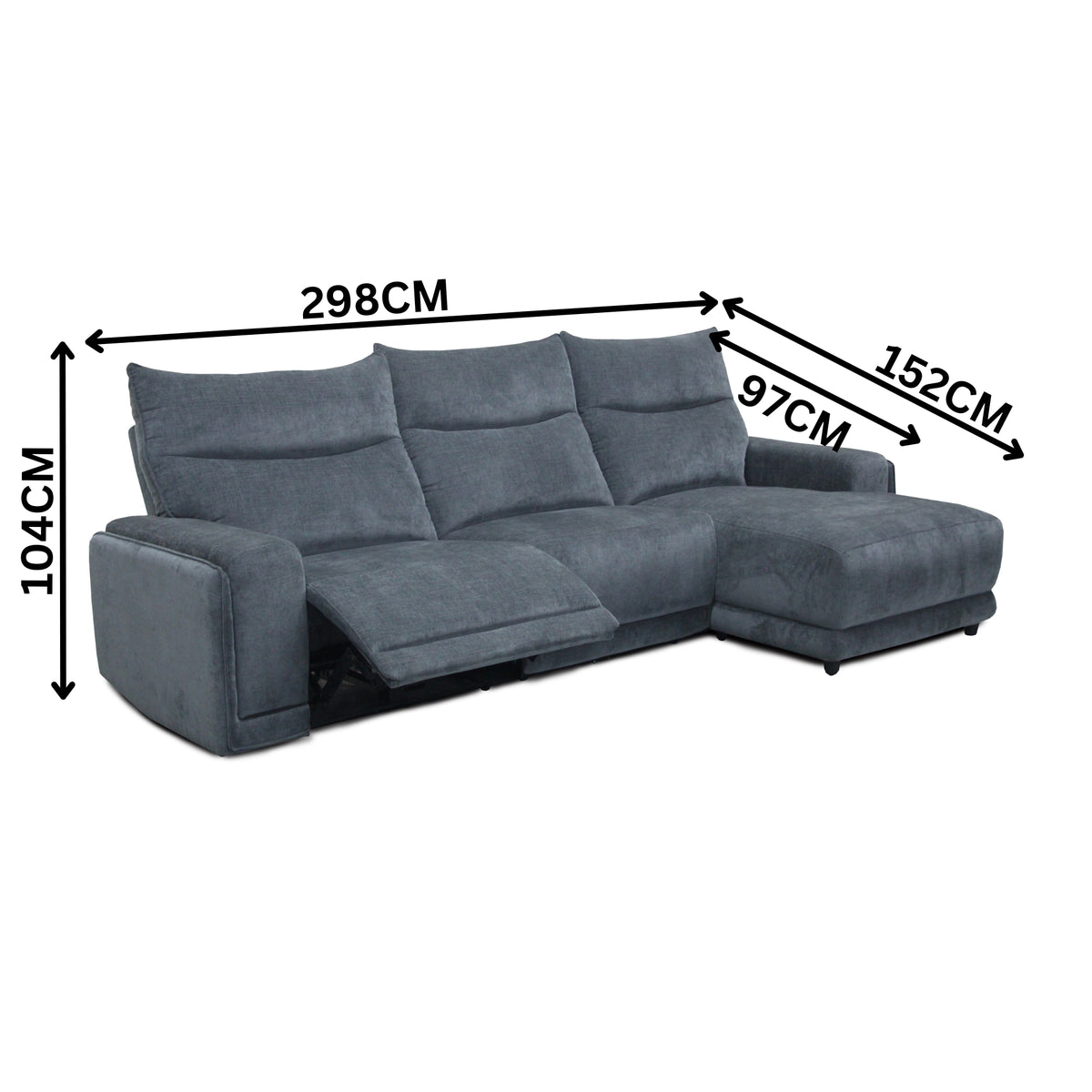 London Electric Fabric Recliner RFH Chaise USB Charging Port Onyx Blue