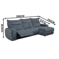 London Electric Fabric Recliner RFH Chaise USB Charging Port Onyx Blue