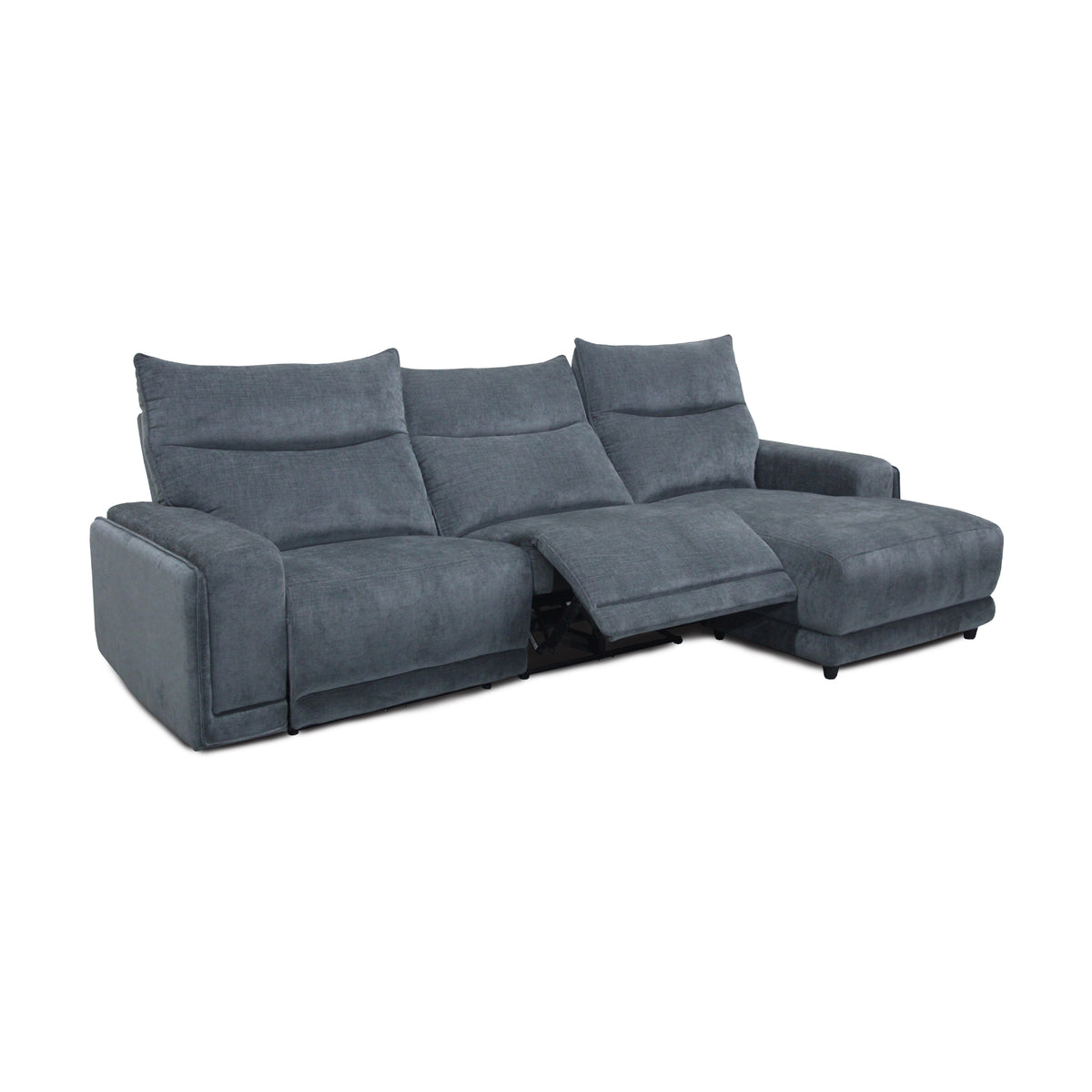London Electric Fabric Recliner RFH Chaise USB Charging Port Onyx Blue