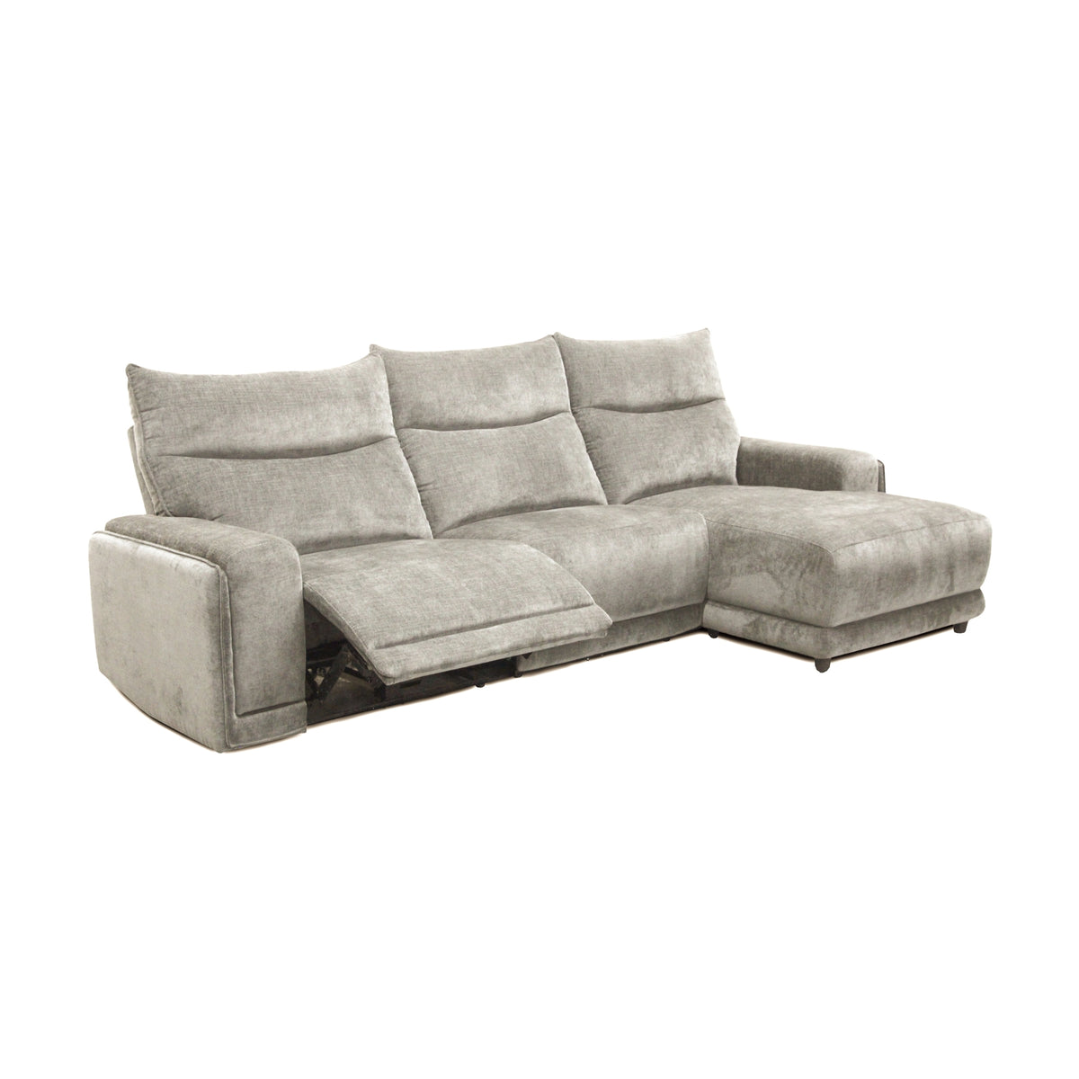 London Electric Fabric Recliner RFH Chaise USB Charging Port Slate Grey