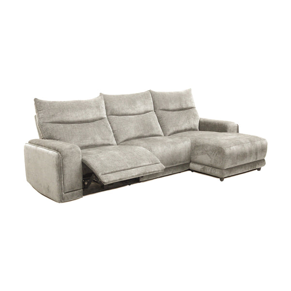 London Electric Fabric Recliner RFH Chaise USB Charging Port Slate Grey