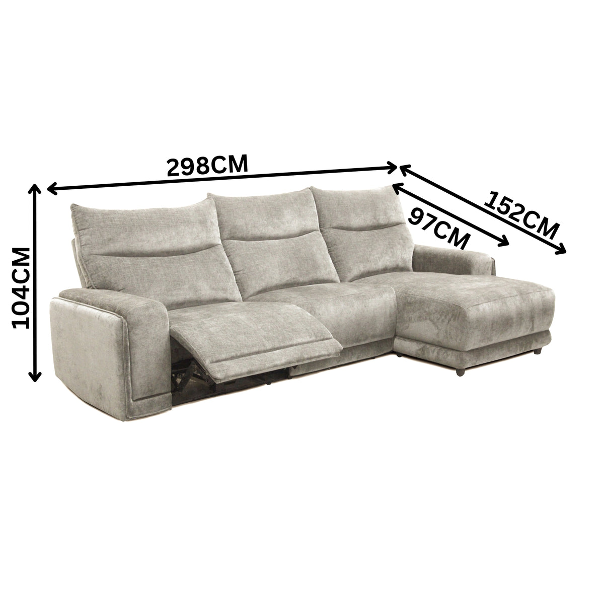 London Electric Fabric Recliner RFH Chaise USB Charging Port Slate Grey